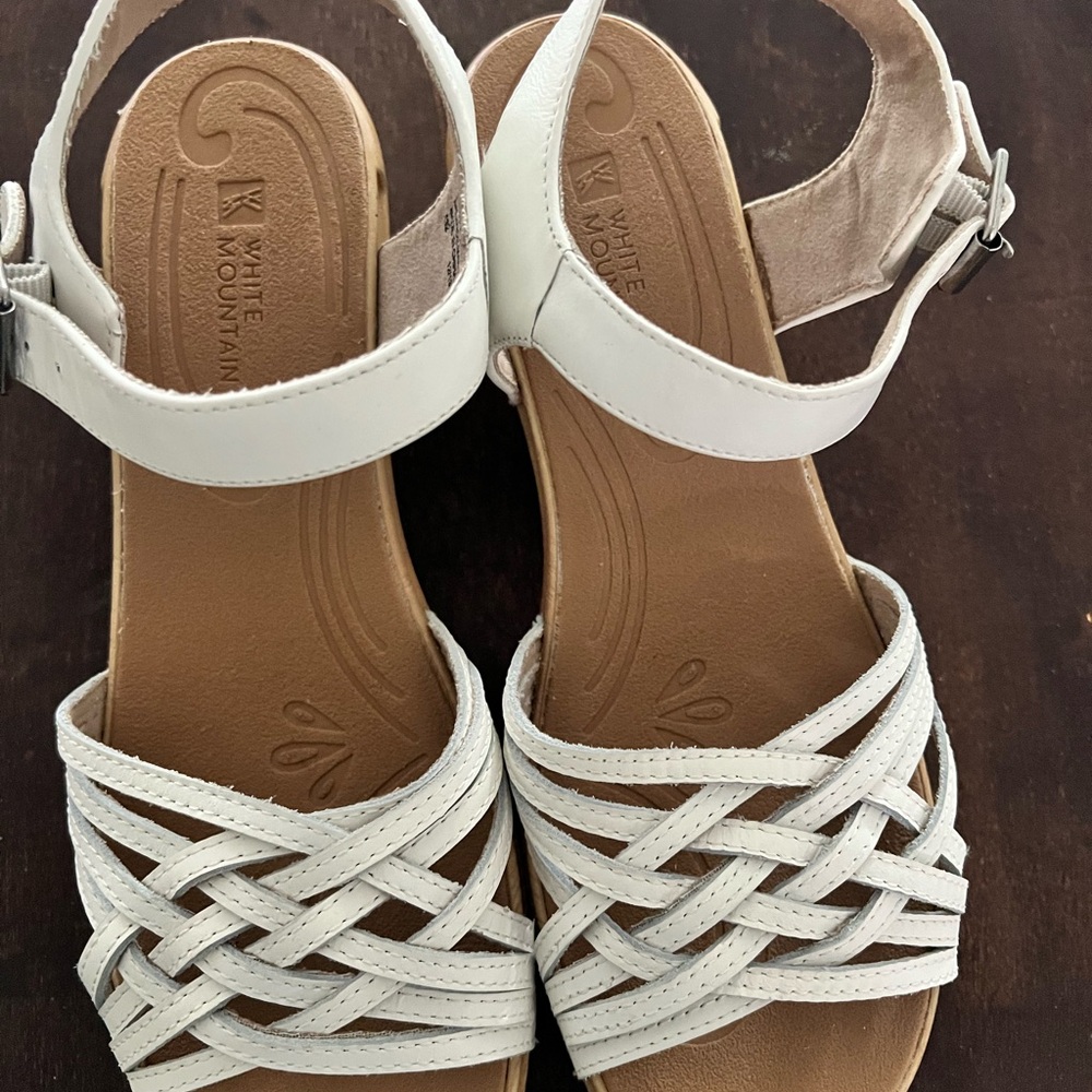 White Mountain Women's Braided White Sandals